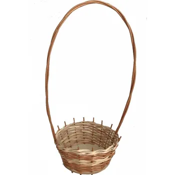 Dárkový potravinový koš Dárkový koš kulatý přírodní (Dárkový koš kulatý přírodní – malý proutěný košík na dárky, květiny i dekorace)