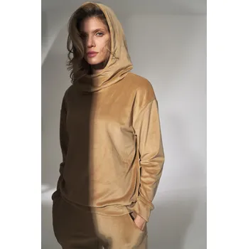 Dámská mikina Béžová velurová mikina M745 beige Velikost: XL