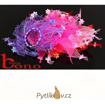 Gumka do vlasů Kašpárek - mix (Kvalitní gumička se honosí třásněmi, které na sobě nesou krásnou ozdobu - motýlky, hvězdičky, kytičky a další.)