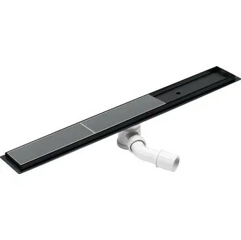 Deante Deante, nerezový lineární odtokový žlab s otočnou mřížkou (2v1) 90cm, sifon H65, černá, KOS_N09D