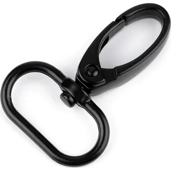 Kovová karabina otočná, průvlek 25 mm, barva černý lak