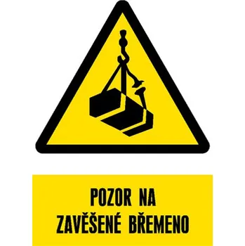 Značka Pozor na zavěšené břemeno, samolepicí fólie, 210 × 297 mm