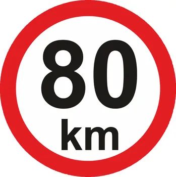 Značení Nejvyšší povolená rychlost - 80 km samolepící vinylová fólie průměr 150 mm