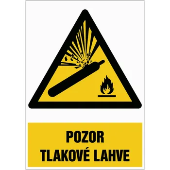 Značení Značka Pozor tlakové láhve, samolepicí fólie, 210 × 297 mm