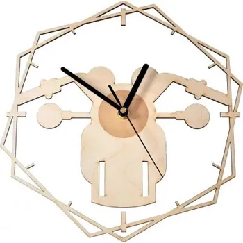 Žertovný předmět Motorka - dřevěné nástěnné hodiny s gravírováním- Tričkový.cz