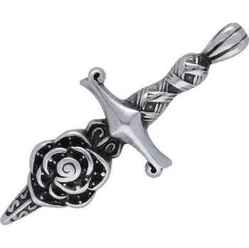 Přívěsek Doria Přívěsek meč s růží z oceli stříbrný F375