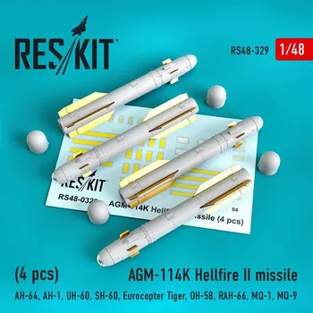 Plastikový model Reskit 1/48 AGM-114K Hellfire II missile (4 pcs.)