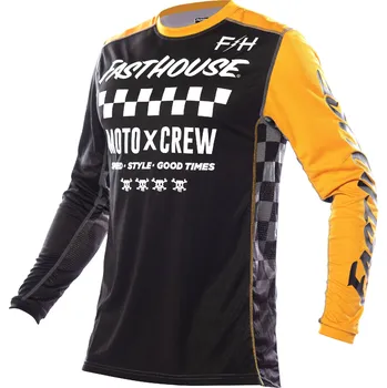 Moto dres Fasthouse Grindhouse Alpha Jersey Black Amber Velikost: S
