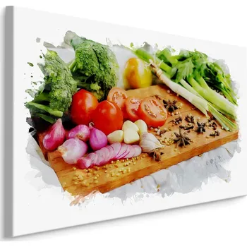 MyBestHome BOX Plátno Zelenina S Kořením Na Dřevěném Prkénku Varianta: 30x20