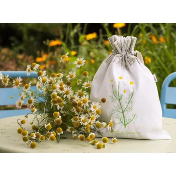 Dekorativní polštářek HEDVA ČESKÝ BROKÁT Pytlík na bylinky 100% ba výšivka HEŘMÁNEK