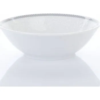 Porcelánová miska kompotová, Thun, ANGELIKA - bílá krajka, šedý lem, 13 cm