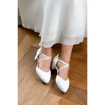 Dámské lodičky StudioAgnesSvatební obuv Martha saténové smetanové Barva: IVORY smetanová, Velikost: 39, Materiál: Krajka