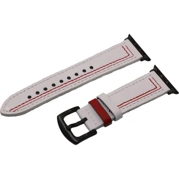 Ostatní příslušenství k chytrým hodinkám eses Kožený řemínek pro Apple Watch - Bílý s červeným vzorem 38mm, 40mm, 41 mm