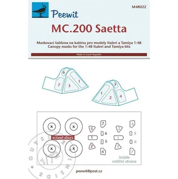 Plastikový model Peewit 1/48 Canopy mask MC.200 Saeta (ITAL/TAM)