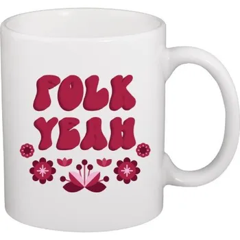 Hrnek malý bílý s potiskem Folk yeah