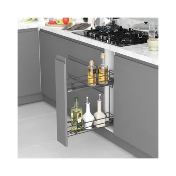 Odpadkový koš Starax Výsuvný koš s výsuvy BLUM a s tlumením / Antracit Pravý 150 mm Plno výsuv