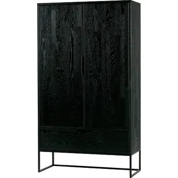 Šatní skříň WOOOD Dřevěná skříň SILAS černá 373749-BN