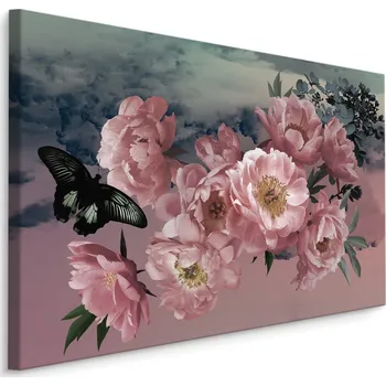 Obraz Plátno Pivoňky S Motýlem Varianta: 30x20