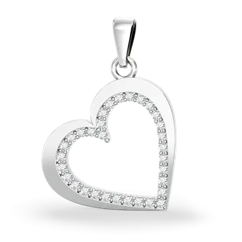 Přívěsek SOLUNA Půvabný zlatý přívěsek GLOSSY se zirkony srdce bílé zlato