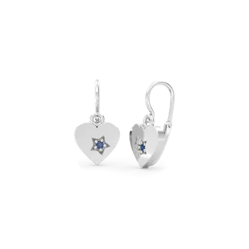 Náušnice SOLUNA STARHEART Půvabné zlaté dětské náušnice srdíčka s tmavě modrými zirkony bílé zlato