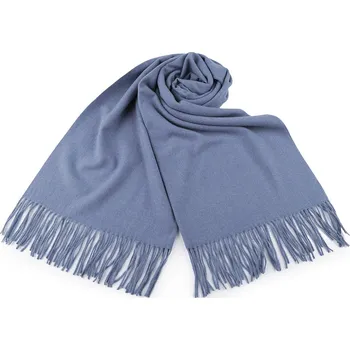 Šála Šála / pléd s třásněmi 65x190 cm, barva 5 modrá jemná