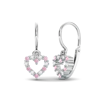 Náušnice SOLUNA Zářivé zlaté dětské náušnice s růžovými a čirými zirkony MARIE bílé zlato