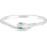 biju Náramek na ruku z chirurgické oceli - pevný, had se zelenýma očima 2002112