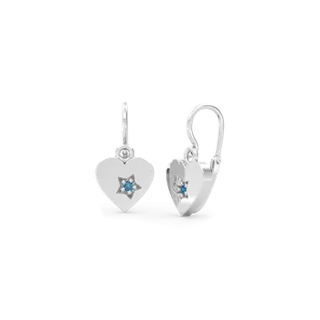 Náušnice SOLUNA STARHEART Půvabné zlaté dětské náušnice srdíčka se středně modrými zirkony bílé zlato