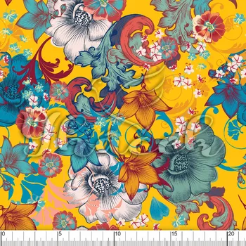 Zakázkový tisk, softshell, kočárkovina... Havajské květy žluté Látky k tisku: Microfirba