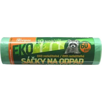 Pytle na odpadky VIPOR LDPE Eko s páskou 60 l, 10 ks, zelený