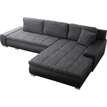 Sedací souprava Rozkládací rohová sedačka TOSCANIA černá melír / černá