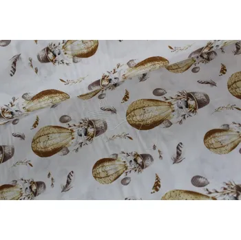 Vzducholoď se zajíčkem - hnědá - bavlněné plátno, šíře 240cm