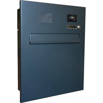 Poštovní schránka 1x poštovní schránka typu A do plotu a branky + čelní deska s 1x zvonkem a kamerou ABB - lakovaná - RAL 9005 MAT. - ČERNÁ