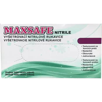 Vyšetřovací rukavice Vyšetřovací rukavice Maxsafe nitril, nepudrované, mentolové, vel. XS, 100 ks
