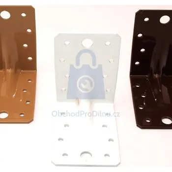 Tesařské kování Úhelník kombinovaný s prolisem lakovaný 65 x 90 x 90 x 2,5 RAL 8016, balení 1 ks