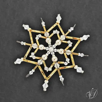 Vánoční ozdoba Vánoční korálková hvězda 0383 (PEVNÁ A NEREZ) Christmas bead ornament (Vánoční hvězda z korálků - Korálková hvězdička a vločka - Hvězdy a hvězdičky z korálků - Christmas bead star)