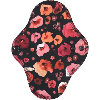 Menstruační vložka Breberky BIO Slipová vložka (Bambusové froté s PUL) - Makové květy (biobavlněný úplet s GOTS)
