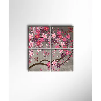 Obraz Malvis ® Obraz Stylizovaná sakura ROZMĚR (šířka x výška): čtyřdílný čtverec 80x80 cm