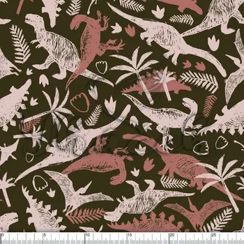 Zakázkový tisk, softshell, kočárkovina... Dinosauři a stopy hnědé Látky k tisku: Microfirba