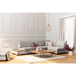 ASIR Rohová sedací souprava s taburetem TULIP pravá světle šedá