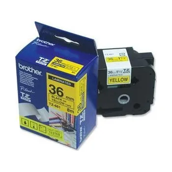 Pásek do tiskárny Brother - TZe-661, žlutá / černá - (36mm, lamin.)