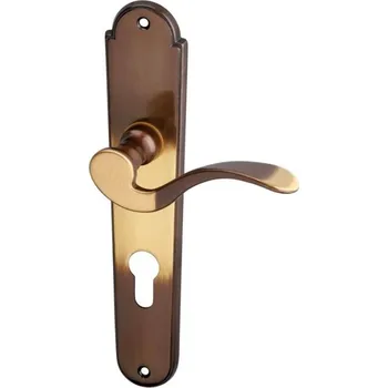 Dveřní kování AC-T SERVIS Dveřní klika KAMPA bronz - oválné štítové kování 90 mm Provedení štítu: PZ - fabkový klíč