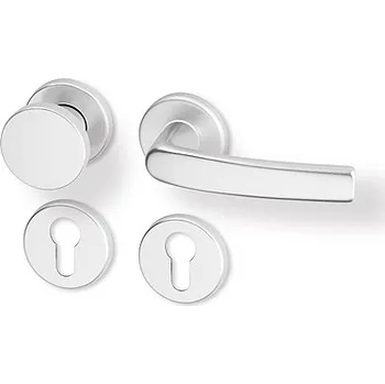 Dveřní kování AC-T SERVIS Dveřní klika LARA přírodní hliník - kulatá rozeta Provedení kliky: Koule/klika - levá, Mechanizmus rozety: Plastová konstrukce