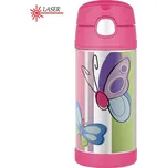 Thermos FUNtainer Dětská termoska s brčkem - motýl, 355 ml