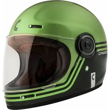 Helma na motorku Přilba Fibre Super Hooligan, CASSIDA (černá/metalická zelená/šedá) S (55 až 56 cm)