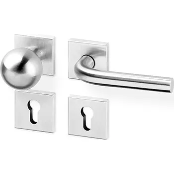 AC-T SERVIS Dveřní klika LIDA nerez SlideBloc - hranatá rozeta Provedení kliky: Koule/klika - levá, Mechanizmus rozety: SlideBloc
