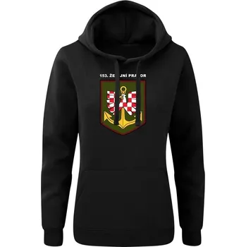 Dámská mikina Dámská mikina s kapucí 153. ženijní prapor - černá