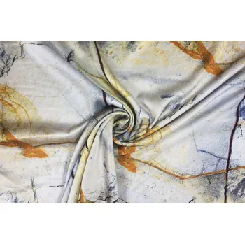 Umělé hedvábí / Silky hořčicovo šedá geometrie