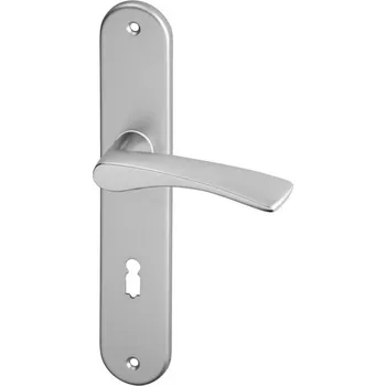 Stavebniny AC-T SERVIS Dveřní klika PIA efekt nerez - oválné štítové kování 72 mm Provedení štítu: BB - obyčejný klíč