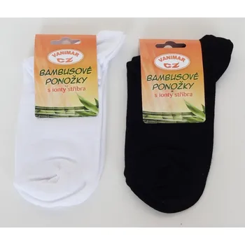 Dámské ponožky Zdravotní ponožky kotníkové bambusové s ionty stříbra Vanimar Barva: Černá, Velikost: 35 - 37